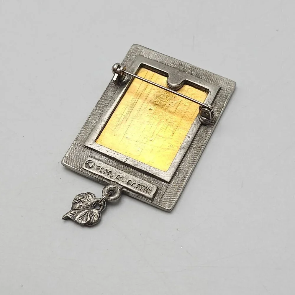 Love Begins With Mother Gold Silver Tone Floral Brooch Pin With Leaf Charm